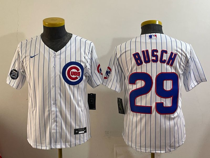 Youth Chicago Cubs #29 Busch White Stripe Game 2026 Nike MLB Jersey style 004->youth mlb jersey->Youth Jersey